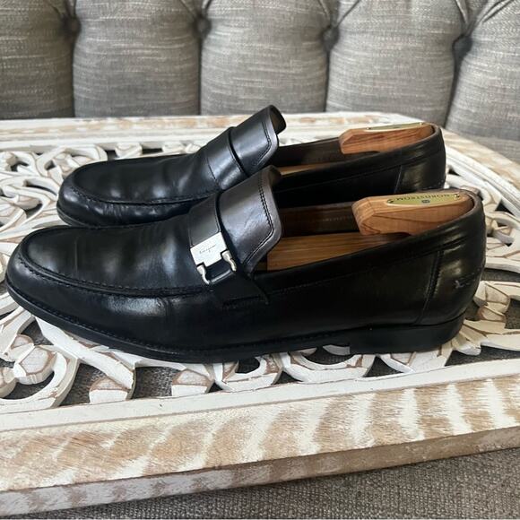 Salvatore Ferragamo Black Leather Loafers Men’s 8.5 Wide EE - Picture 1 of 8